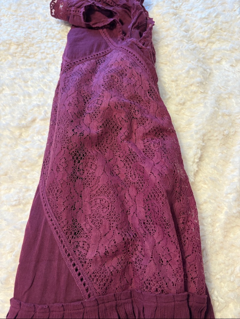 Free People Lace crochet Sleeveless Tunic in Deep Plum Medium - Picture 12 of 12